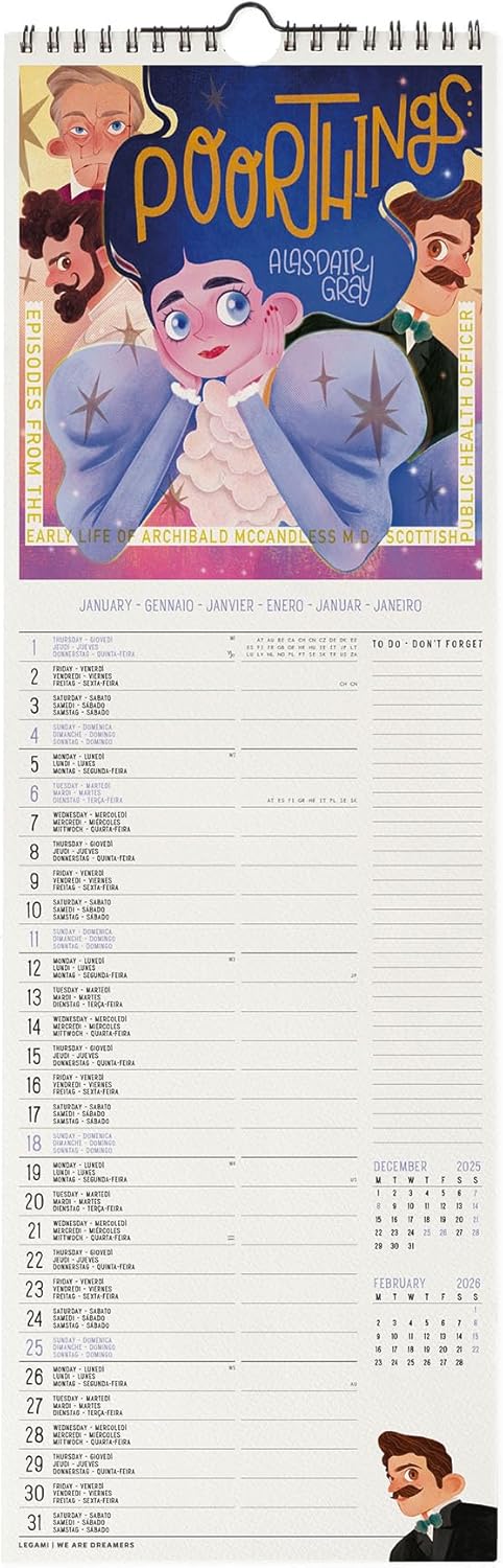 Calendario da Parete 12 Mesi Legami con Planner Annuale 2026 Book Lover&