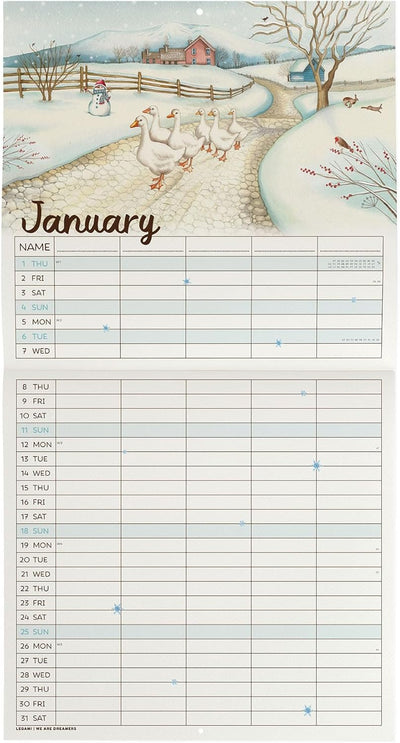 Calendario da Parete 12 Mesi Legami con Planner Annuale 2026 Home Sweet Home 30 x 29 cm