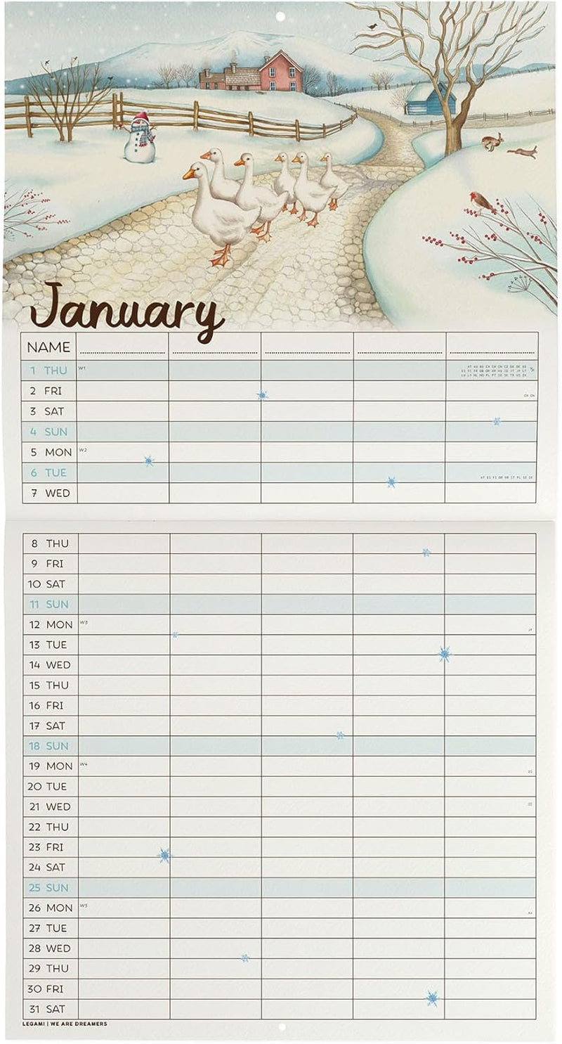 Calendario da Parete 12 Mesi Legami con Planner Annuale 2026 Home Sweet Home 30 x 29 cm