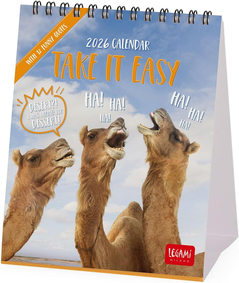 Calendario da Tavolo 12 Mesi Legami con Planner Annuale 2026 Take it Easy 12 x 14,5 cm
