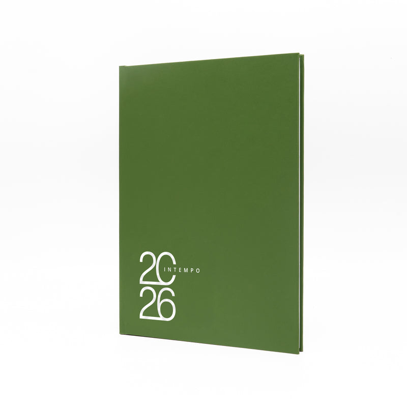 Agenda 12 Mesi Settimanale Intempo Text 2026 in Balacron Verde 17 x 24 cm