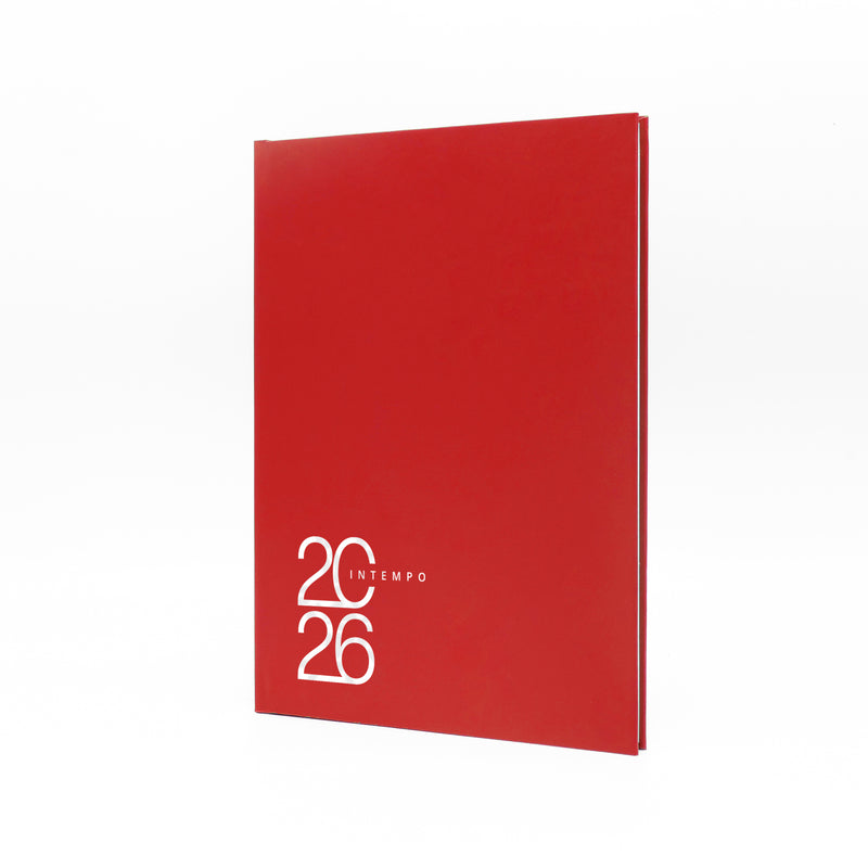 Agenda 12 Mesi Settimanale Intempo Text 2026 in Balacron Rosso 17 x 24 cm