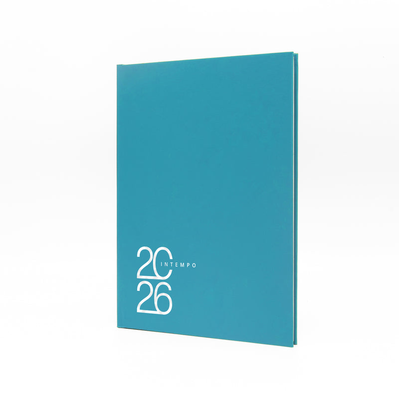 Agenda 12 Mesi Settimanale Intempo Text 2026 in Balacron Azzurro 17 x 24 cm