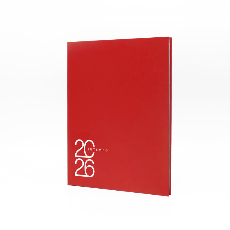 Agenda 12 Mesi Settimanale Intempo Text 2026 in Balacron Rosso 21 x 26 cm