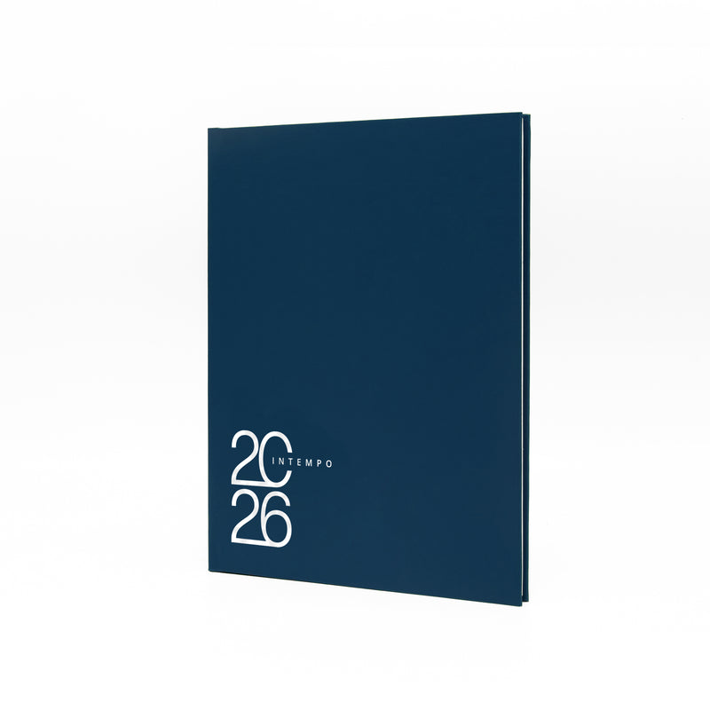 Agenda 12 Mesi Settimanale Intempo Text 2026 in Balacron Blu 21 x 26 cm