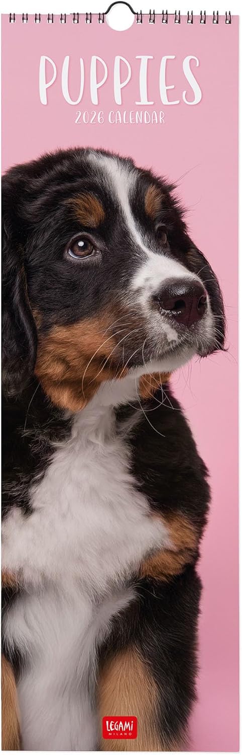 Calendario da Parete 12 Mesi Legami con Planner Annuale 2026 Puppies 16 x 49 cm