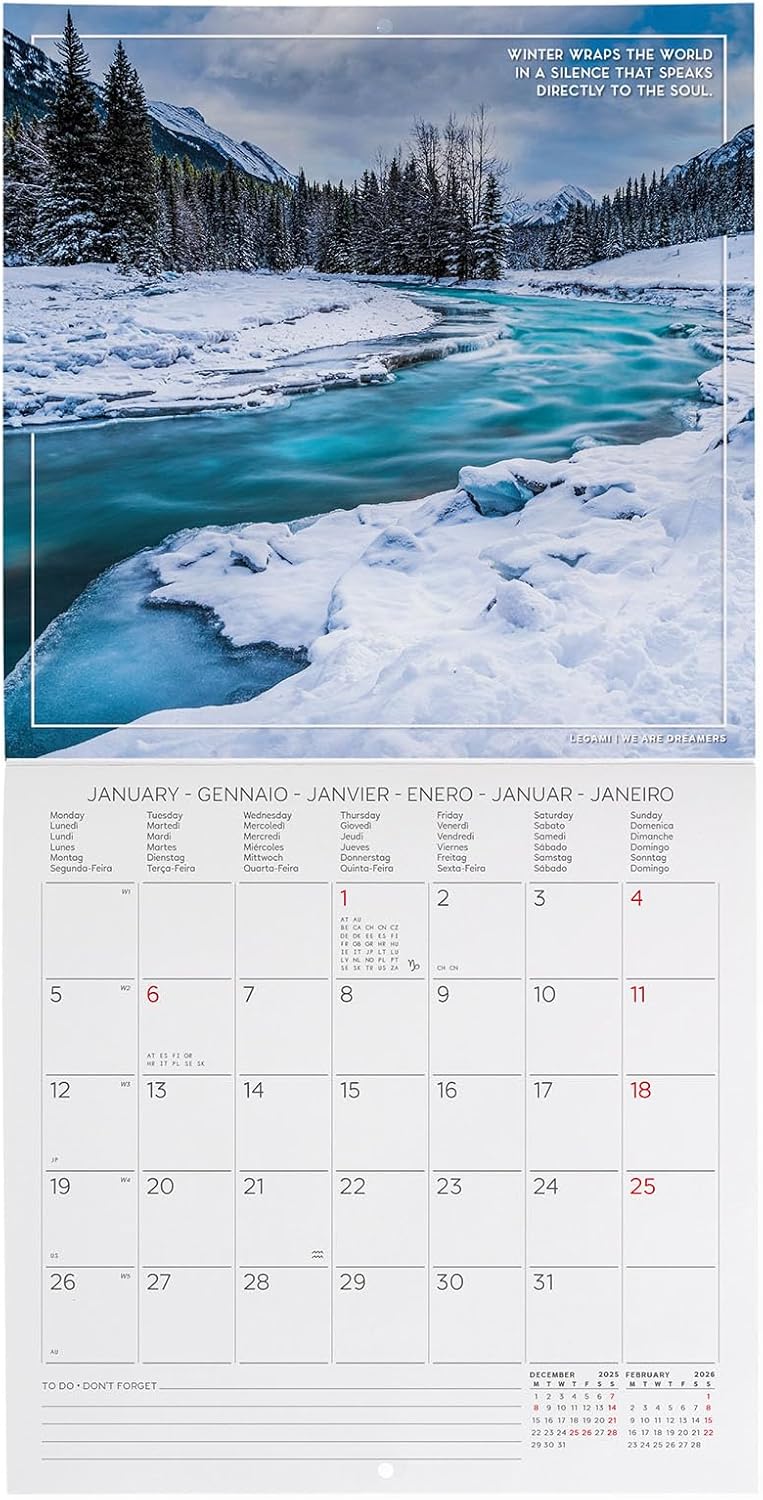 Calendario da Parete 12 Mesi Legami con Planner Annuale 2026 4 Seasons 18 x 18 cm