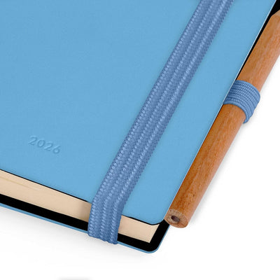 Agenda 12 Mesi Legami Bi-Giornaliera Mini con Rubrica e Matita 2026 Retro Blue con Chiusura ad Elastico