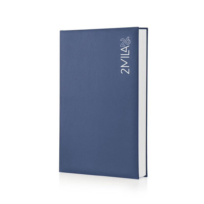 Agenda 12 Mesi Giornaliera Mega Intempo Magique a Blocco Fisso con 2 Pagine per Giorno in Balacron Blu 21 x 30 cm