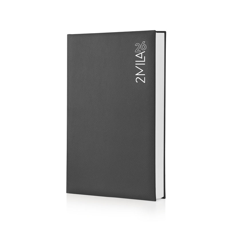 Agenda 12 Mesi Giornaliera Mega Intempo Magique a Blocco Fisso con 2 Pagine per Giorno in Balacron Nero 21 x 30 cm
