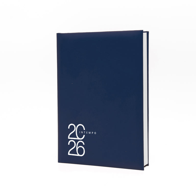 Agenda 12 Mesi Giornaliera a 2 Pagine per Giorno Intempo Text 2026 in Balacron Blu 21 x 30 cm