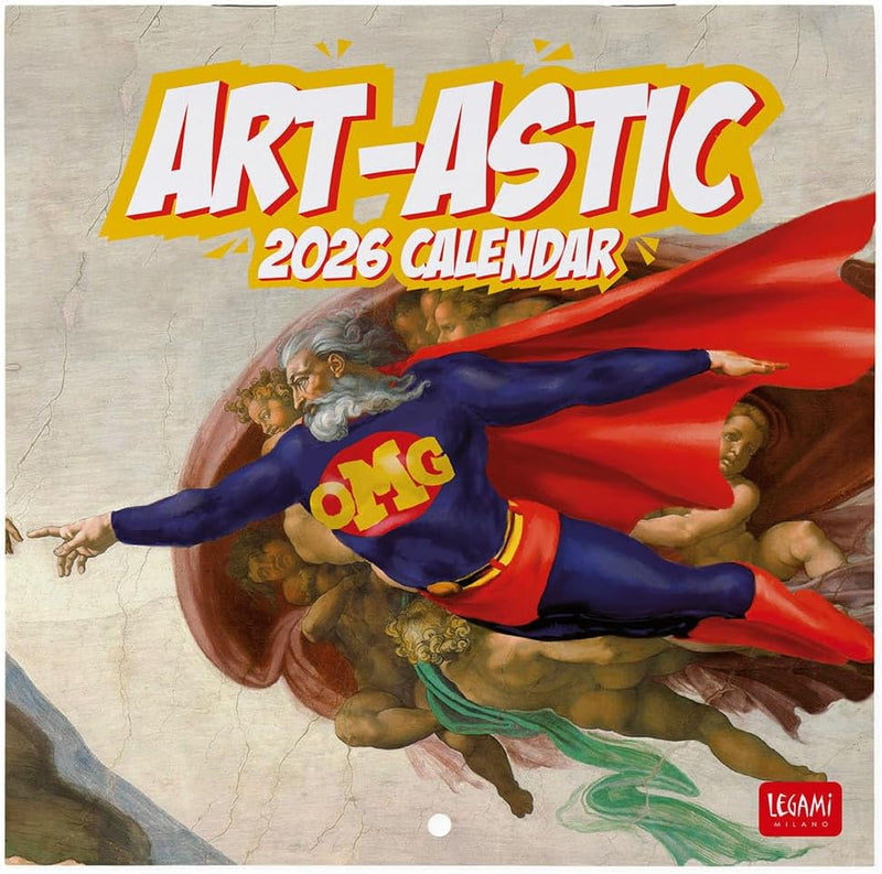 Calendario da Parete 12 Mesi Legami con Planner Annuale 2026 The Art of Fun 18 x 18 cm