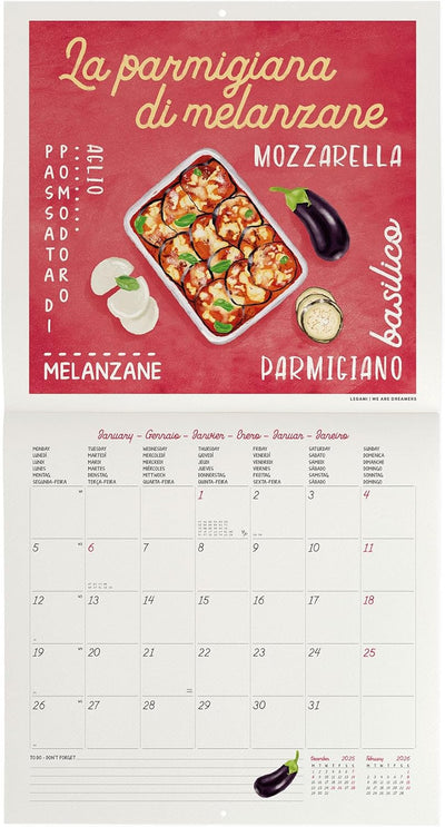 Calendario da Parete 12 Mesi Legami con Planner Annuale 2026 La Dolce Vita 30 x 29 cm