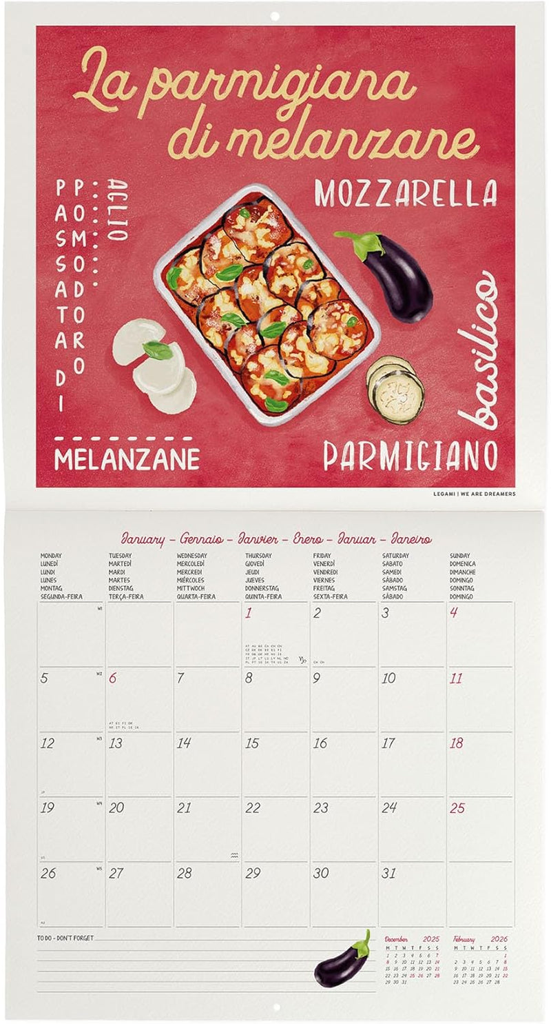 Calendario da Parete 12 Mesi Legami con Planner Annuale 2026 La Dolce Vita 30 x 29 cm