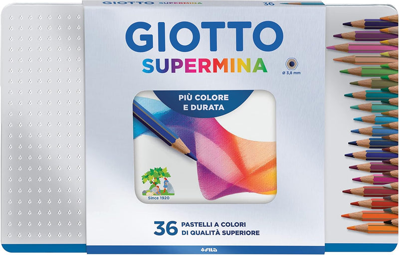 Pastelli in Legno Giotto Supermina con Cofanetto in Metallo - 36 pezzi