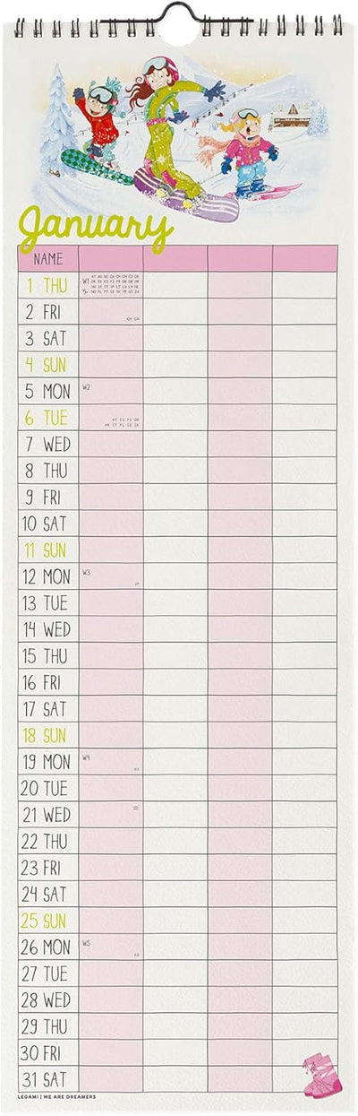 Calendario da Parete 12 Mesi Legami con Planner Annuale 2026 Super Mum 16 x 49 cm