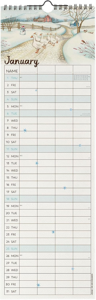 Calendario da Parete 12 Mesi Legami con Planner Annuale 2026 Home Sweet Home 16 x 49 cm