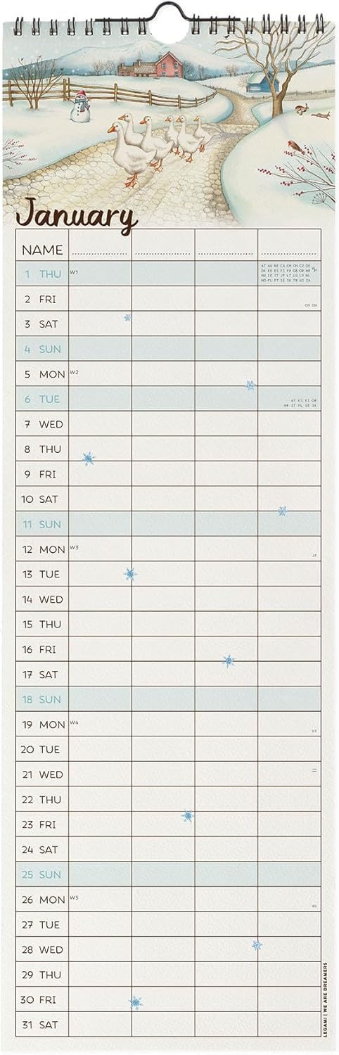 Calendario da Parete 12 Mesi Legami con Planner Annuale 2026 Home Sweet Home 16 x 49 cm