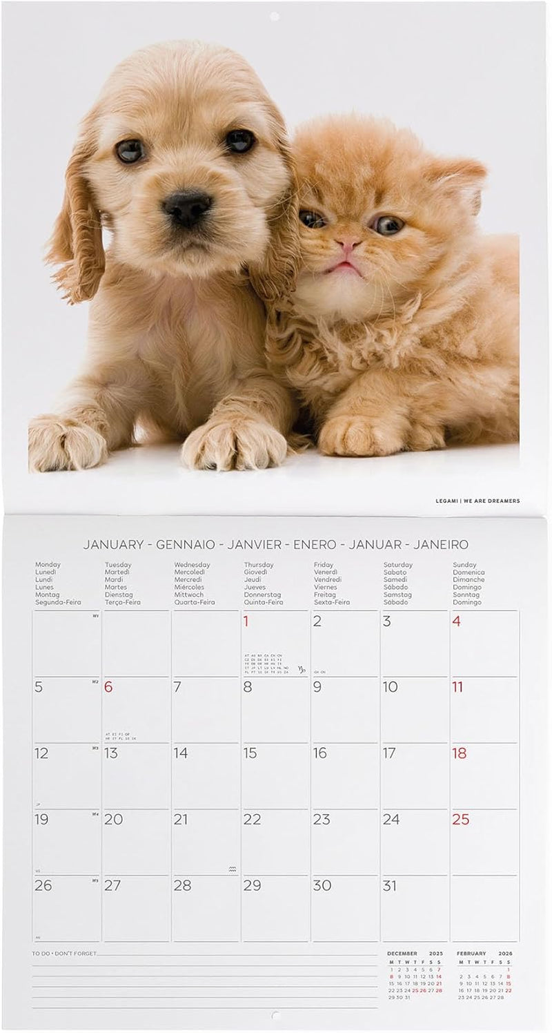 Calendario da Parete 12 Mesi Legami con Planner Annuale 2026 Best Friends 30 x 29 cm