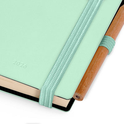 Agenda 12 Mesi Legami Bi-Giornaliera Mini con Rubrica e Matita 2026 Pastel Mint con Chiusura ad Elastico