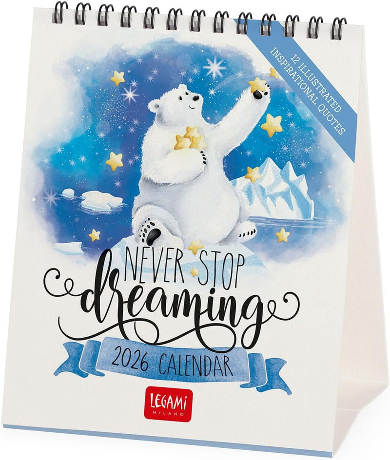 Calendario da Tavolo 12 Mesi Legami con Planner Annuale 2026 Aphorism 12 x 14,5 cm