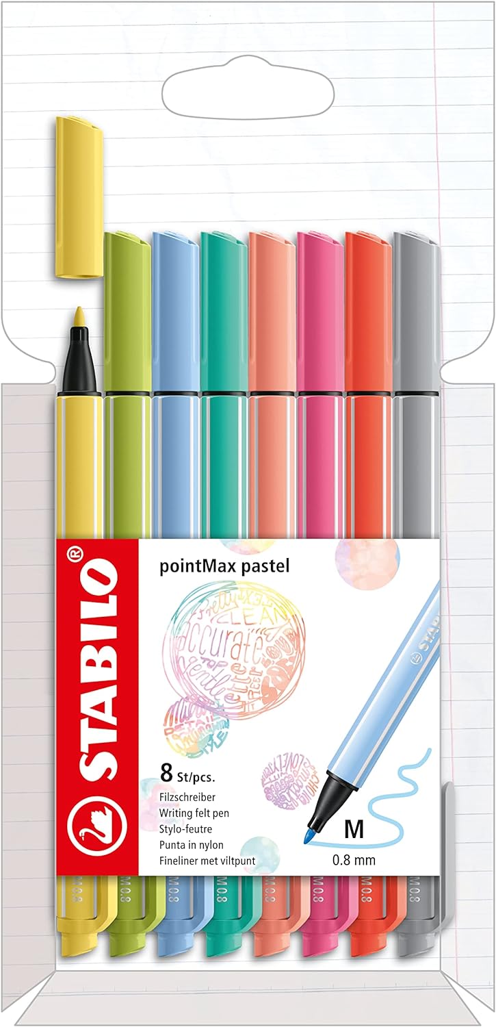 Pennarello Stabilo Point Max Pastel 0,8 mm - 8 pezzi