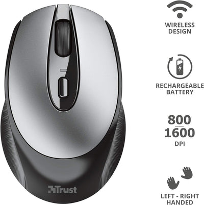 Mouse Wireless Trust Zaya Ricaricabile Nero