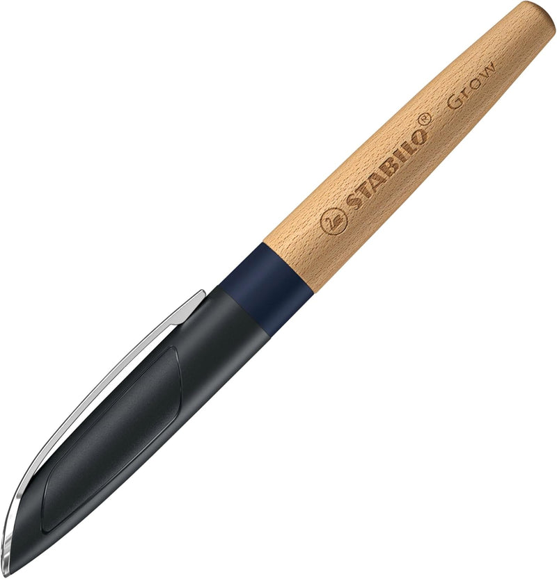Penna Stilografica Ecosostenibile Stabilo Grow Blu e Faggio