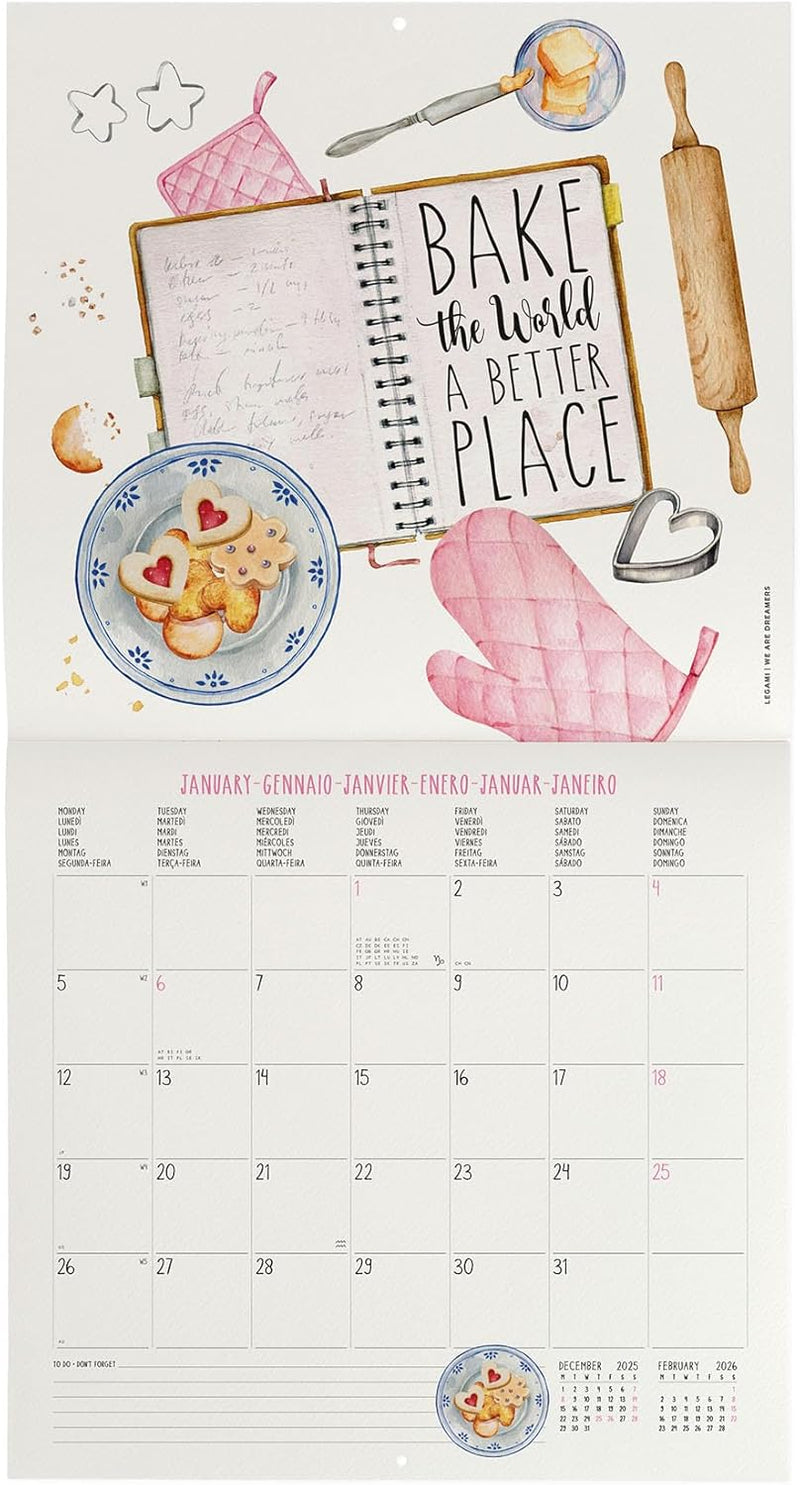 Calendario da Parete 12 Mesi Legami con Planner Annuale 2026 Aphorisms 30 x 29 cm