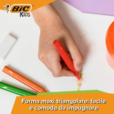 Pastelli a Cera Bic Kids Triangolari Jumbo - 12 pezzi