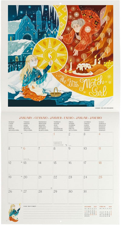 Calendario da Parete 12 Mesi Legami con Planner Annuale 2026 Once Upon a Time 30 x 29 cm