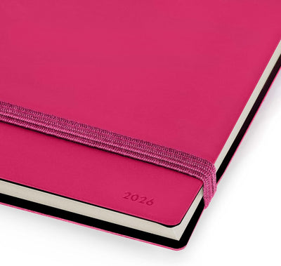 Agenda 13 Mesi Legami Settimanale Orizzontale ad Album 2026 Raspberry con Chiusura ad Elastico