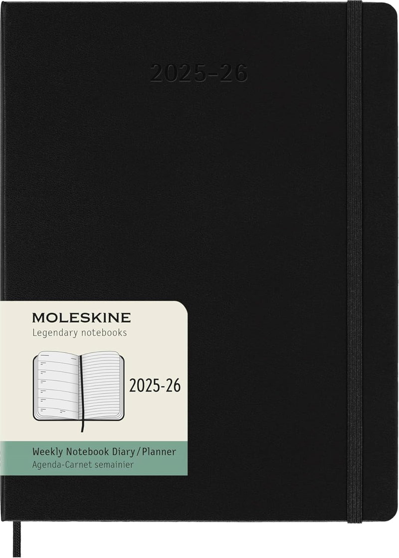 Agenda 18 Mesi Settimanale Moleskine XL con Copertina Rigida Nero 2026