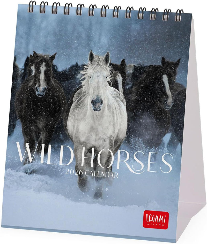 Calendario da Tavolo 12 Mesi Legami con Planner Annuale 2026 Wild Horses 12 x 14,5 cm