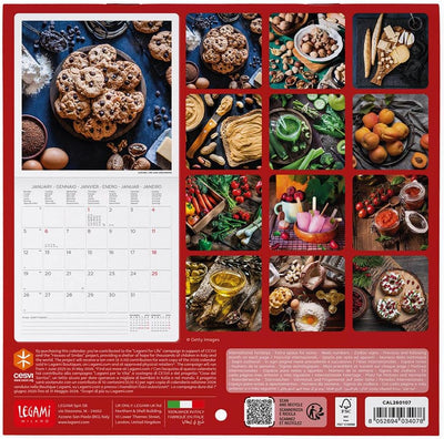 Calendario da Parete 12 Mesi Legami con Planner Annuale 2026 Kitchen 18 x 18 cm
