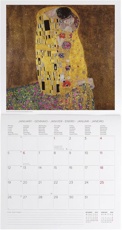 Calendario da Parete 12 Mesi Legami con Planner Annuale 2026 Gustav Klimt 30 x 29 cm