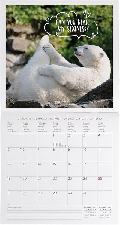 Calendario da Parete 12 Mesi Legami con Planner Annuale 2026 Take it Easy 30 x 29 cm