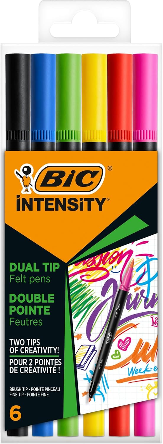 Pennarelli Bic Dual Tip Intensity con Doppia Punta - 6 pezzi