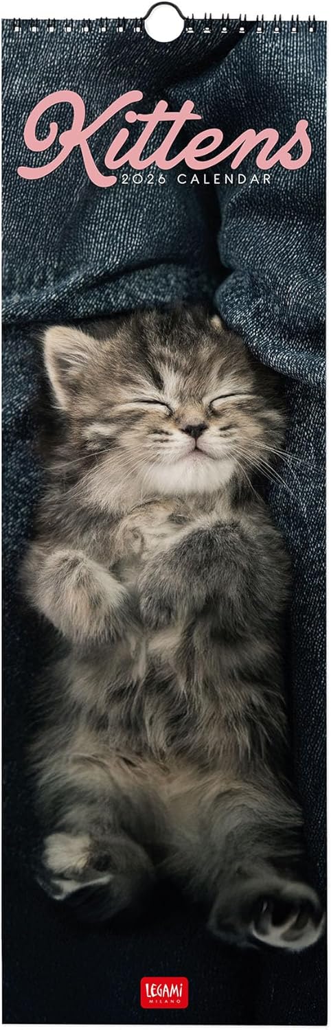 Calendario da Parete 12 Mesi Legami con Planner Annuale 2026 Kittens 16 x 49 cm