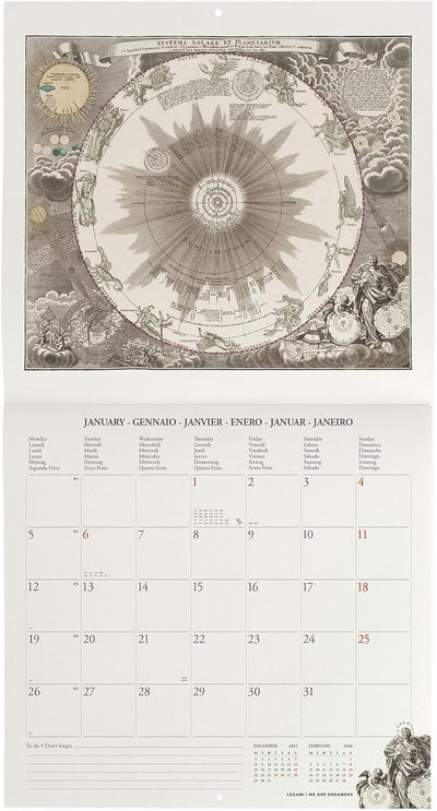 Calendario da Parete 12 Mesi Legami con Planner Annuale 2026 Celestial Maps 30 x 29 cm