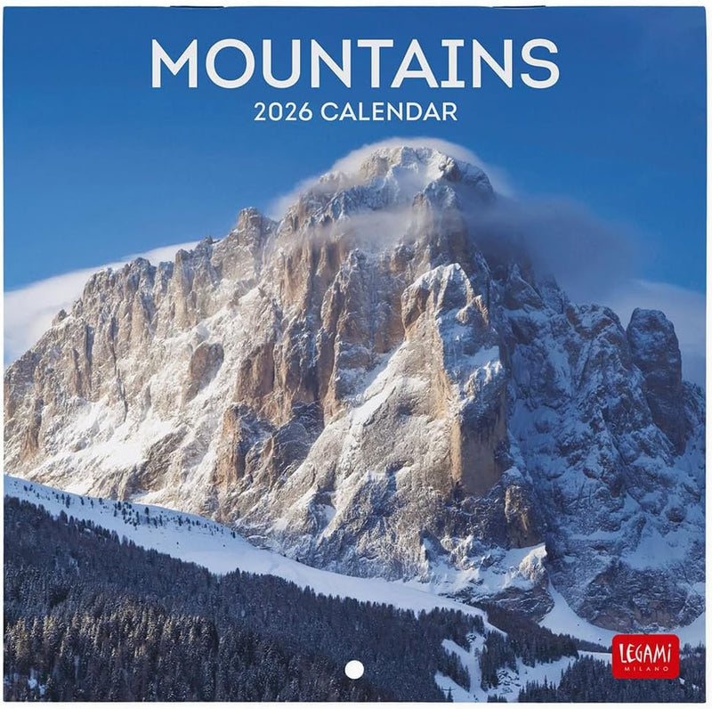 Calendario da Parete 12 Mesi Legami con Planner Annuale 2026 Mountains 18 x 18 cm