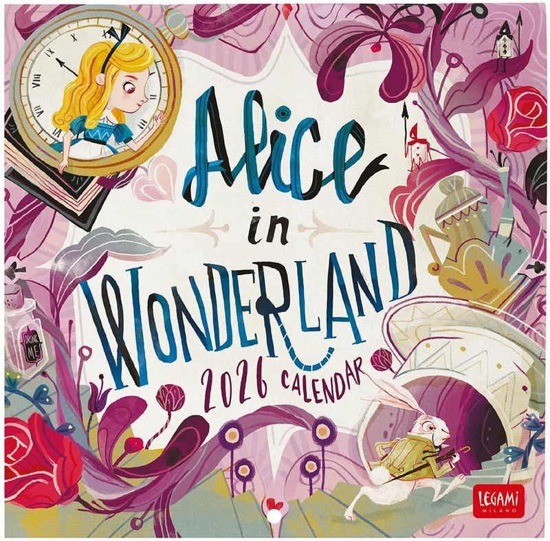 Calendario da Parete 12 Mesi Legami con Planner Annuale 2026 Alice in Wonderland 18 x 18 cm
