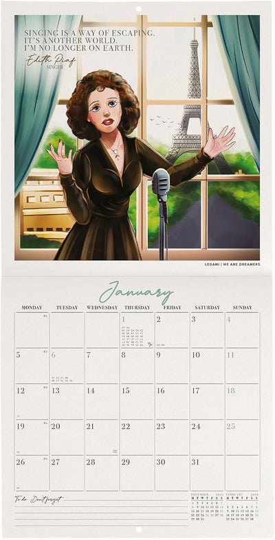 Calendario da Parete 12 Mesi Legami con Planner Annuale 2026 Inspiring Women 18 x 18 cm