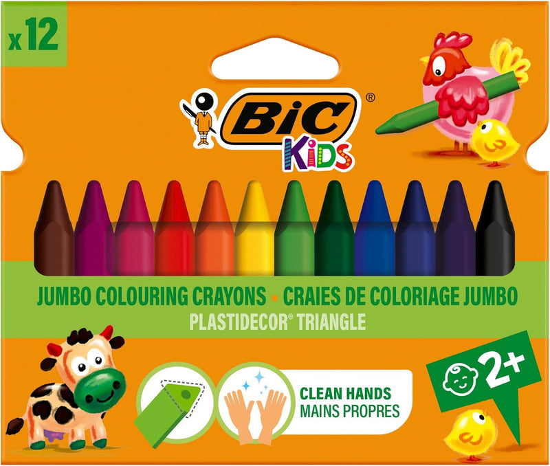Pastelli a Cera Bic Kids Triangolari Jumbo - 12 pezzi