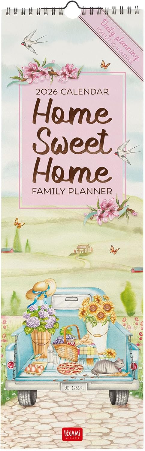 Calendario da Parete 12 Mesi Legami con Planner Annuale 2026 Home Sweet Home 16 x 49 cm