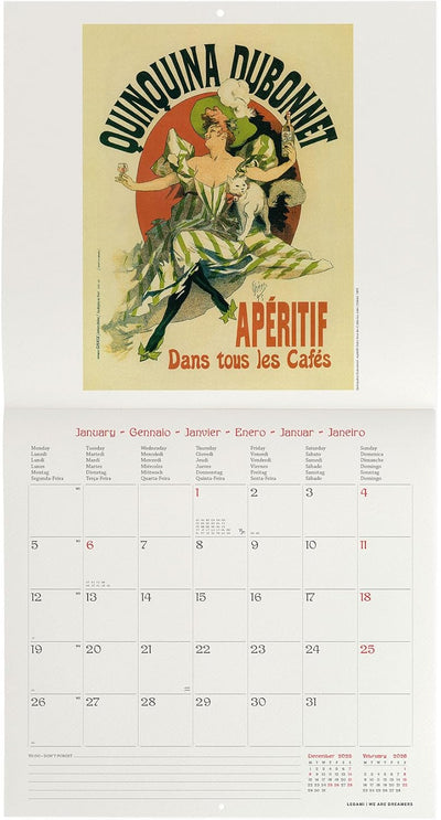 Calendario da Parete 12 Mesi Legami con Planner Annuale 2026 Belle Époque 30 x 29 cm