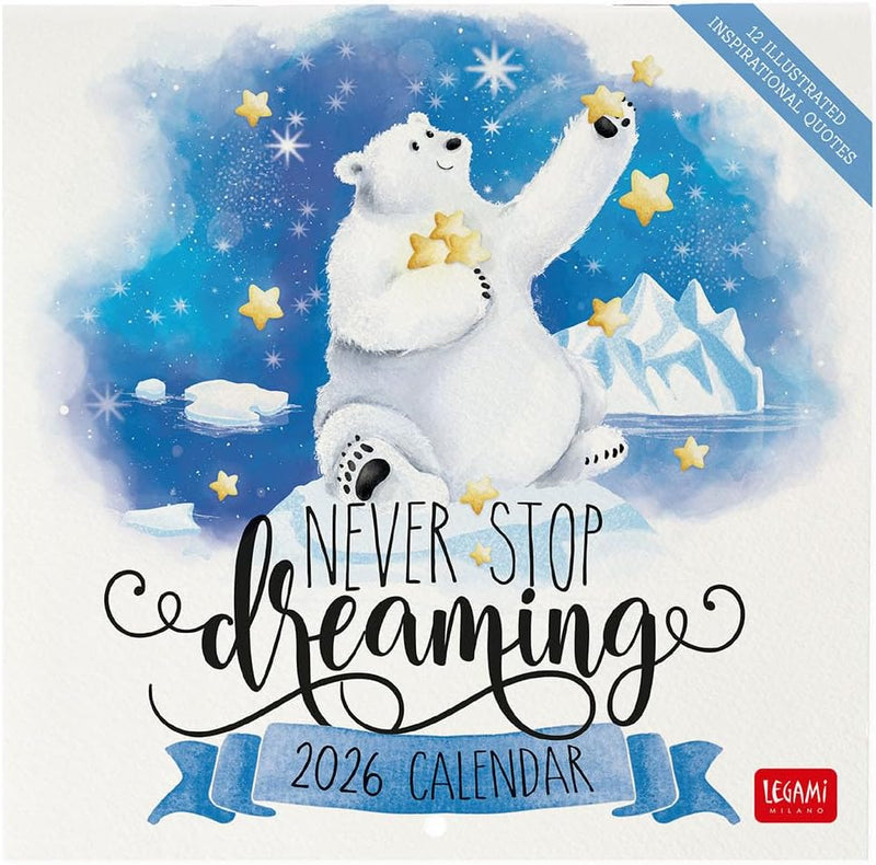Calendario da Parete 12 Mesi Legami con Planner Annuale 2026 Aphorisms 18 x 18 cm