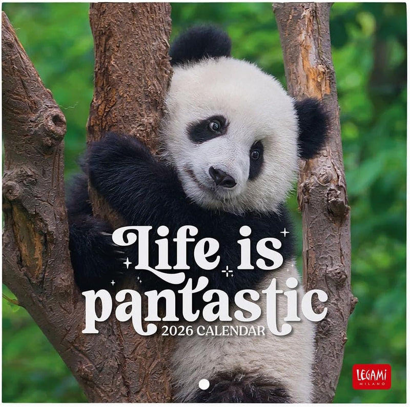 Calendario da Parete 12 Mesi Legami con Planner Annuale 2026 Life is Pantastic 18 x 18 cm