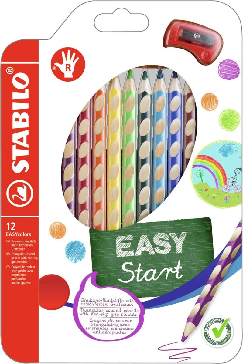 Matite Colorate Stabilo EasyColors per Destrorsi - 12 colori + Temperino