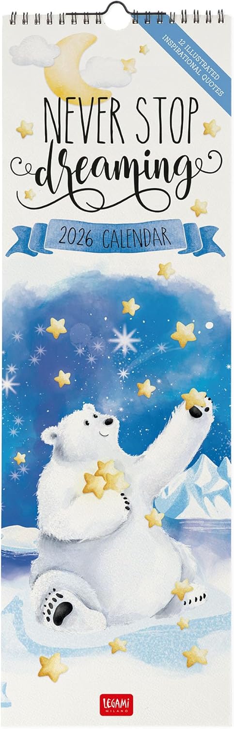 Calendario da Parete 12 Mesi Legami con Planner Annuale 2026 Aphorisms 16 x 49 cm